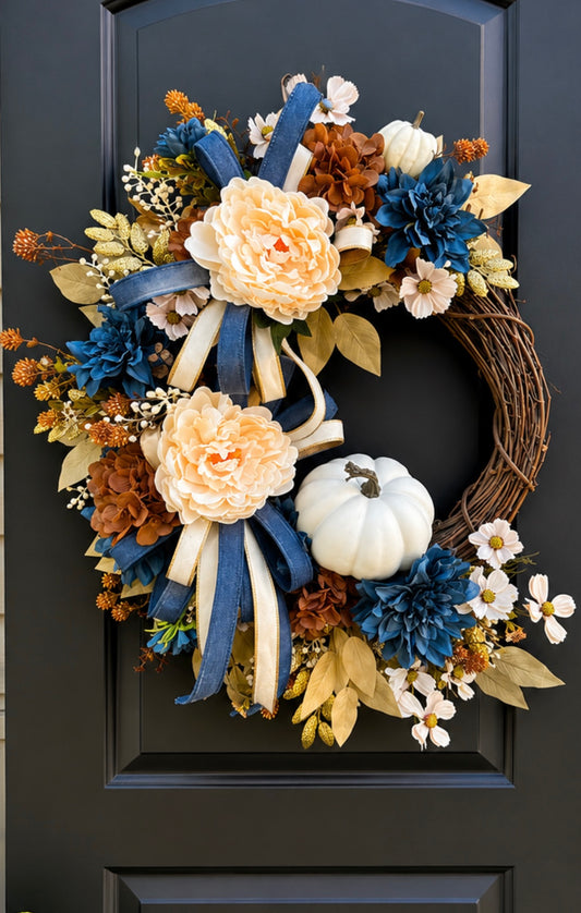 * 🍂 Elegant Blue & Cream Fall Wreath
* 🍂 Modern Farmhouse Autumn Wreath