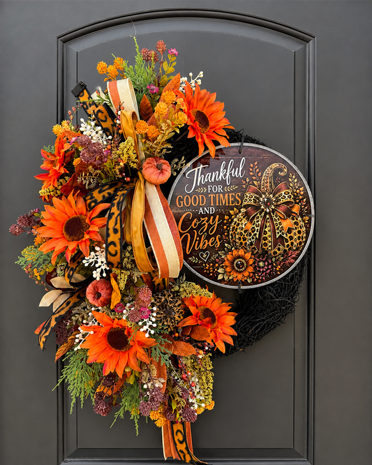 Thankful for Good Times & Cozy Vibes Fall Wreath